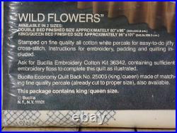 Vintage Bucilla Jiffy Cross-Stitch Quilt Wild Flowers King/Queen Size 3634 USA