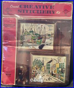 Vintage Creative Stitchery Crewel Kit 339C Parisian Street USA Needle Painting