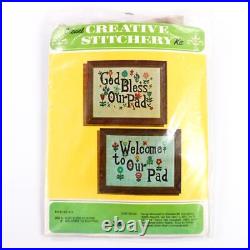 Vintage Crewel Creative Stitchery Kit Welcome to Our Pad 288B Kitschy Mod Floral