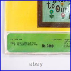 Vintage Crewel Creative Stitchery Kit Welcome to Our Pad 288B Kitschy Mod Floral