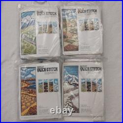 Vintage Crewel Kits 4 Seasons Bernat Quick Stitch Spring Summer Fall Winter