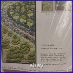 Vintage Crewel Kits 4 Seasons Bernat Quick Stitch Spring Summer Fall Winter