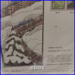 Vintage Crewel Kits 4 Seasons Bernat Quick Stitch Spring Summer Fall Winter