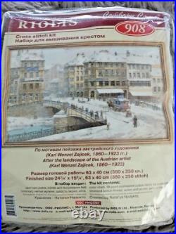 Vintage Cross Stitch kit landscape of the Austrian artist 24 3/4x15 3/4 New