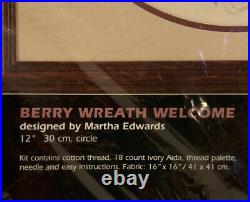 Vintage Dimension Christmas Berry Wreath Welcome Cross Stitch Kit Martha Edwards