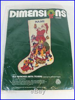 Vintage Dimensions 8008 Crewel Christmas Stocking Kit Old Fashioned Santa 18