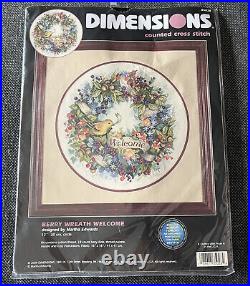 Vintage Dimensions Berry Wreath Welcome Counted Cross Stitch Kit 35028 New 16x16
