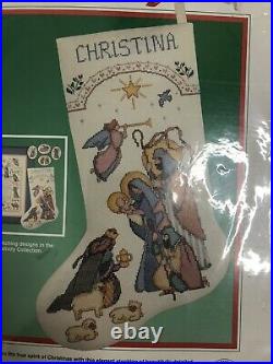 Vintage Dimensions Counted Cross Stitch Blessed Nativity Stocking 16 Christmas