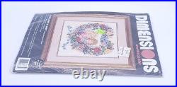 Vintage Dimensions Counted Cross Stitch Kit Floral Heart & Cupids #3786 NOS