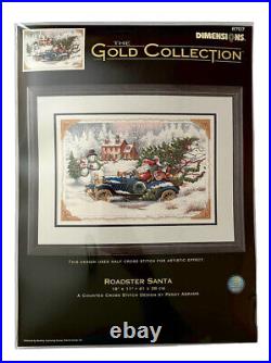 Vintage Dimensions Gold Collection Roadster Santa Counted Cross Stitch Kit New