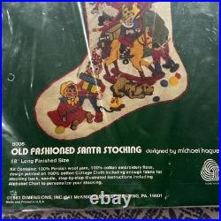 Vintage Dimensions Old Fashioned Santa Stocking Crewel Kit Toys Wool Yarn 8008