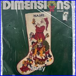 Vintage Dimensions Old Fashioned Santa Stocking Crewel Kit Toys Wool Yarn 8008