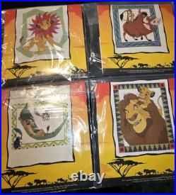 Vintage Disney Lion King Counted Cross Stitch Kits Lot Of 4 Timone Pumbaa
