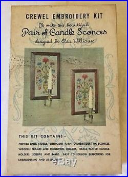 Vintage Elsa Williams Heritage CREWEL EMBROIDERY KIT Candle Sconces