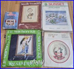 Vintage Lot of 13 Sunset Stitchery McNeil CE Needle Treasures Bernat Kits READ Vintage Lot of 13 Sunset Stitchery McNeil CE Needle Treasures Bernat Kits READ