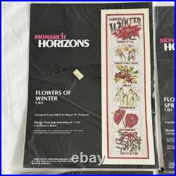 Vintage Monarch Horizons Cross Stitch Kit Flowers of Winter Spring Summer Autumn