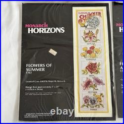 Vintage Monarch Horizons Cross Stitch Kit Flowers of Winter Spring Summer Autumn