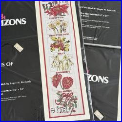 Vintage Monarch Horizons Cross Stitch Kit Flowers of Winter Spring Summer Autumn
