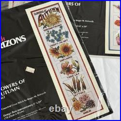 Vintage Monarch Horizons Cross Stitch Kit Flowers of Winter Spring Summer Autumn