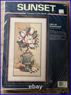 Vintage NEW Dimensions Sunset Urn of Magnolias Cross Stitch Kit 13637 Ann Craig