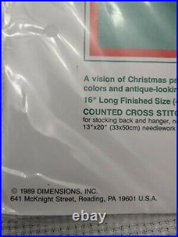 Vintage NOS Dimensions 3pc Christmas Stockings Cross Stitch Needle Point Kits