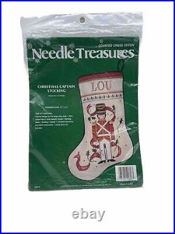 Vintage Needle Treasures Christmas Captain Counted Cross Stitch Stocking Kit NEW