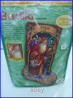Vintage Needlepoint Bucilla Father Christmas Stocking #60769 Complete Kit 1999
