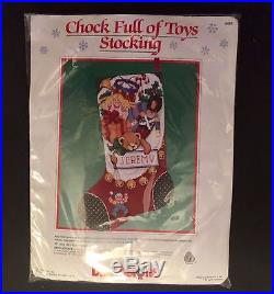 Vintage Needlepoint Kit DIMENSIONS Christmas Stocking Chock Full of Toy