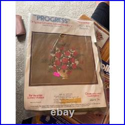 Vintage Needlework Kit Lot 6 Simplicity Creative Circle Crewel Cross Stitch 80s