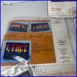 Vintage Needlework Kit Lot 6 Simplicity Creative Circle Crewel Cross Stitch 80s