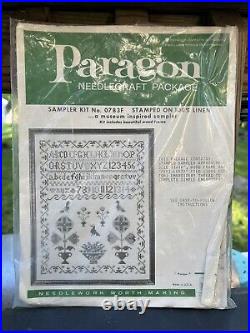 Vintage Paragon Needlecraft Museum Inspired Sampler Kit 0783 Stamped Linen