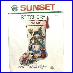 Vintage Sunset Friends of the Snowman Christmas Crewel Stocking Kit 2029
