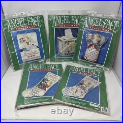 Vntge Bernat Angel Face Craft Kits Christmas Tree Topper Stockings Tissue Card