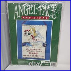 Vntge Bernat Angel Face Craft Kits Christmas Tree Topper Stockings Tissue Card