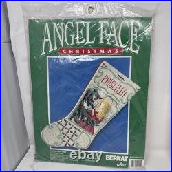 Vntge Bernat Angel Face Craft Kits Christmas Tree Topper Stockings Tissue Card