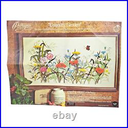 Vtg 1975 Paragon Country Garden Floral Crewel Embroidery Kit Partially Done