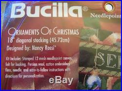 Vtg 1996 Bucilla Ornaments Of Christmas Needlepoint Stocking Kit 60742