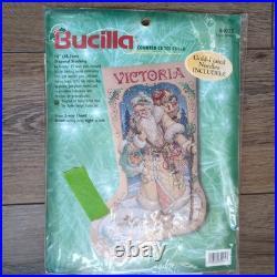Vtg 90s Bucilla Father Winter Santa Stocking Kit Cross Stitch Stocking Kit 84025