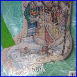 Vtg 90s Bucilla Father Winter Santa Stocking Kit Cross Stitch Stocking Kit 84025