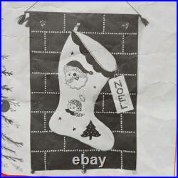 Vtg Bucilla Christmas Jeweled Stocking Wall Hanging Kit 8479 Rare 1960 Plz Read