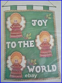 Vtg Bucilla Joy to the World Angels Felt Jeweled Christmas Panel Kit 1887 MCM 74