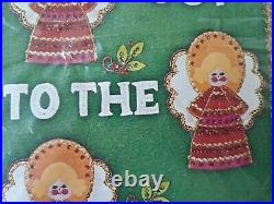 Vtg Bucilla Joy to the World Angels Felt Jeweled Christmas Panel Kit 1887 MCM 74