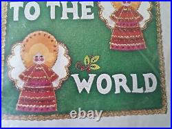 Vtg Bucilla Joy to the World Angels Felt Jeweled Christmas Panel Kit 1887 MCM 74