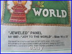 Vtg Bucilla Joy to the World Angels Felt Jeweled Christmas Panel Kit 1887 MCM 74