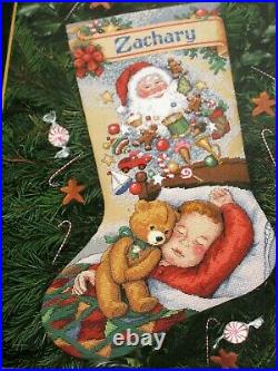 Vtg Dimensions Dreams of Christmas Counted Cross Stitch Christmas Stocking Kit
