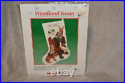 Vtg Dimensions Woodland Santa Christmas Stocking Crewel Kit New Sealed