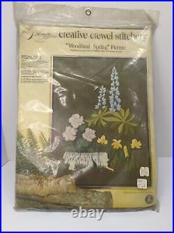 Vtg Paragon Needlecraft Creative Crewel Kit Woodland Spring 18x24 1973 Sealed