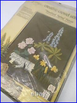 Vtg Paragon Needlecraft Creative Crewel Kit Woodland Spring 18x24 1973 Sealed