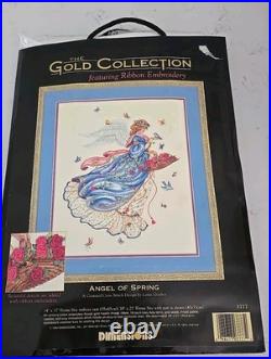 Vtg Rare Dimensions Gold Collection ANGEL OF SPRING Cross Stitch Kit 1994 New
