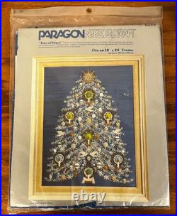 Vtg Tree of Peace Paragon Needlecraft Kit #6429 Embellished Christmas NOS 1978 Vtg Tree of Peace Paragon Needlecraft Kit #6429 Embellished Christmas NOS 1978